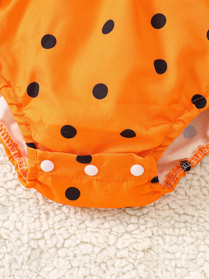 Children Halloween Pumpkin Bodysuit and Headband Set