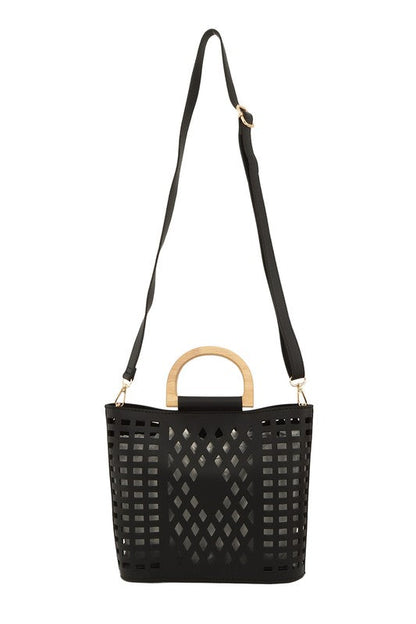 Square Net Shape Pu Leather Bag
