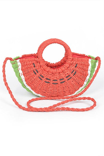 Watermelon straw top handle clutch for summer