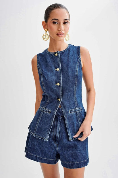 Fashionable Denim Two Piece Set