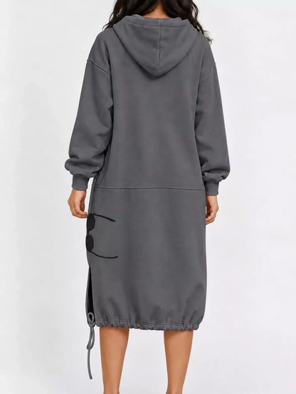 Hooded sweatshirt midi dress, view 19