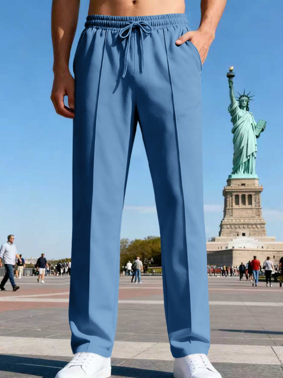 Men's Plus Size Drawstring Straight Leg Pants