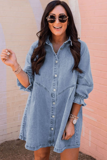 Long Sleeve Denim Mini Dress