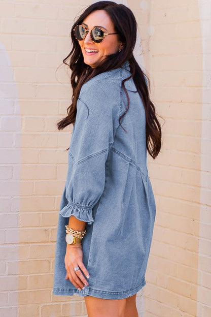 Long Sleeve Denim Mini Dress