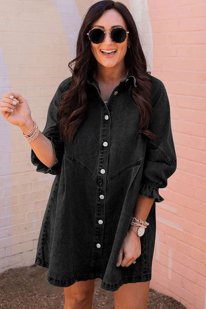 Long Sleeve Denim Mini Dress