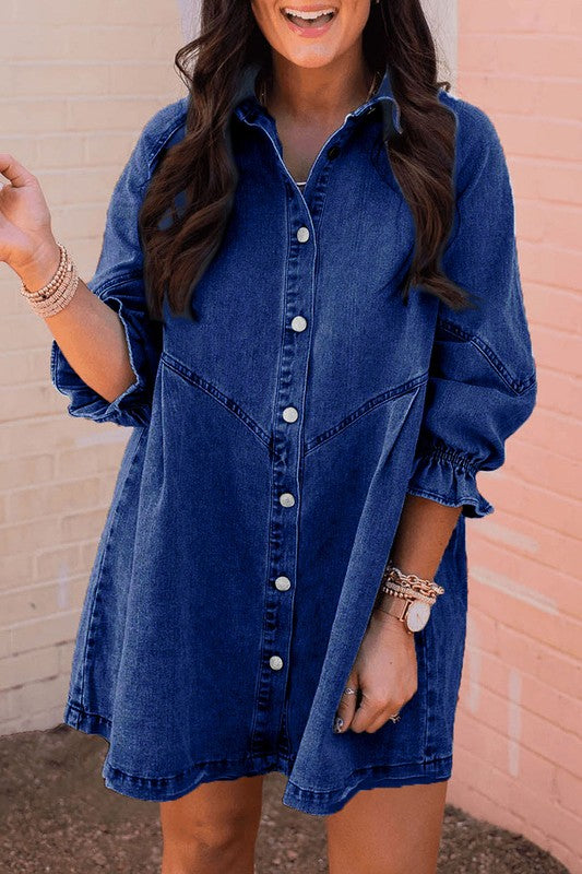 Long Sleeve Denim Mini Dress