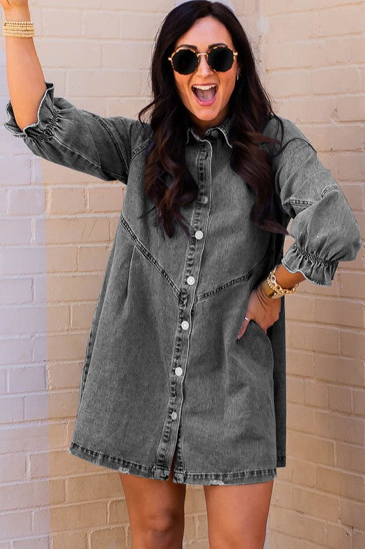 Long Sleeve Denim Mini Dress