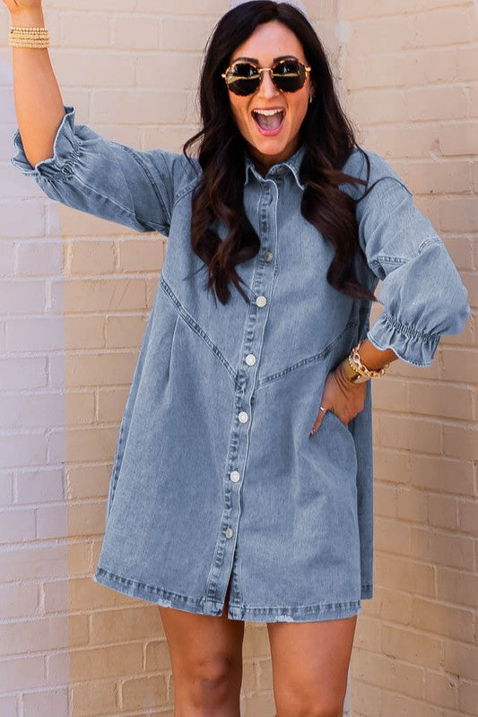 Long Sleeve Denim Mini Dress