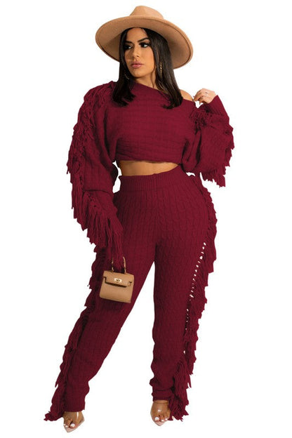 2PC COW GIRL SWEATER PANTS SET