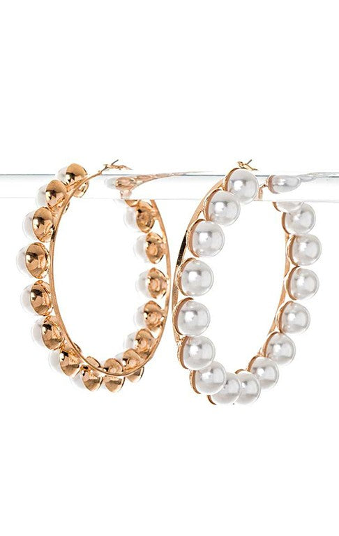Pearl Accent Hoop Earrings