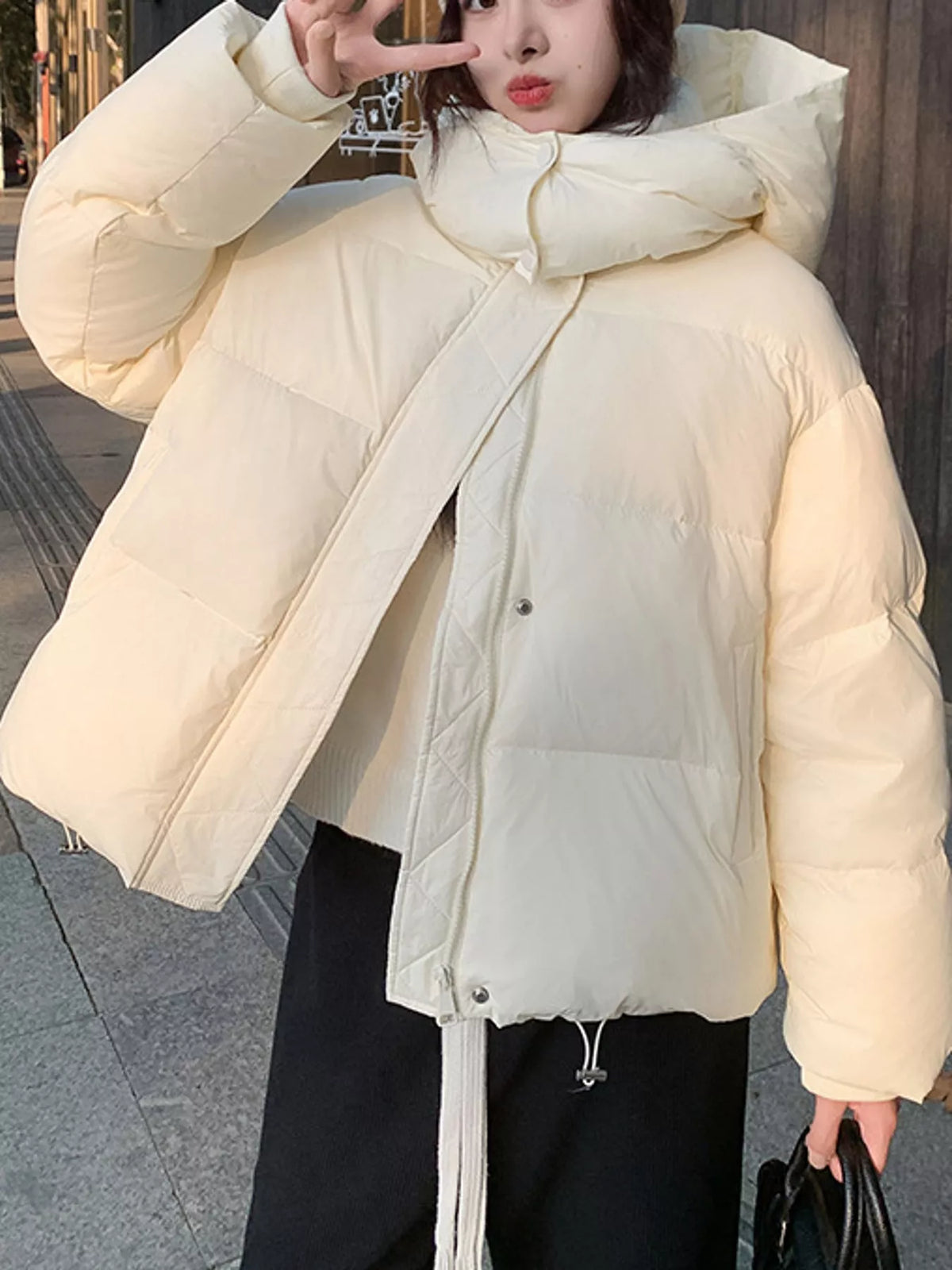 Quilted hooded puffer jacket, view 12