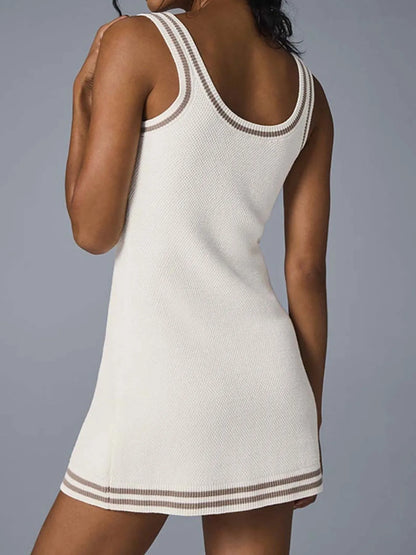 Contrast Trim Scoop Neck Knit Dress