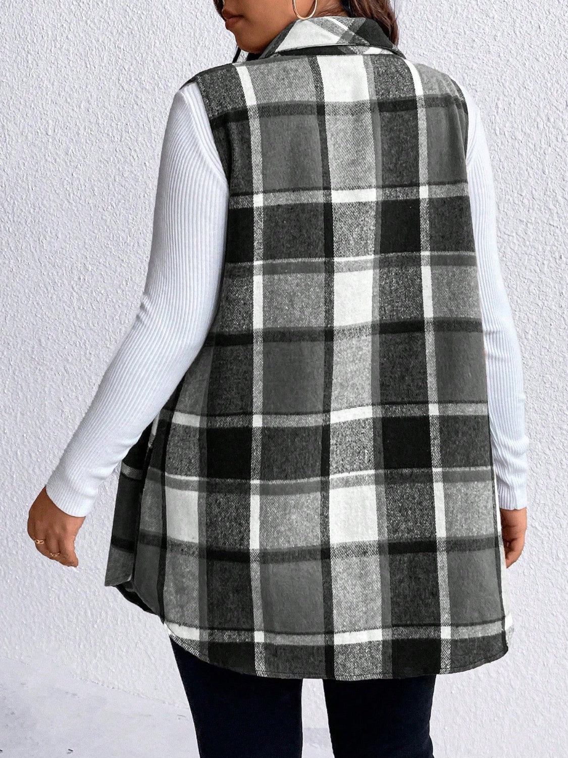 Plus Size Button Up Vest Coat