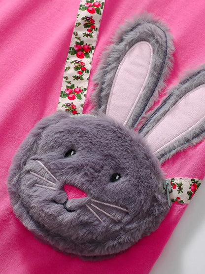 Children's Bunny Striped Short Sleeve Dress