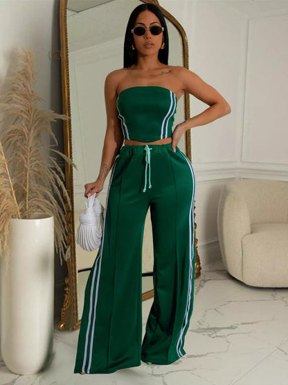 Sleeveless Tube Top and Wide Leg Pants Set