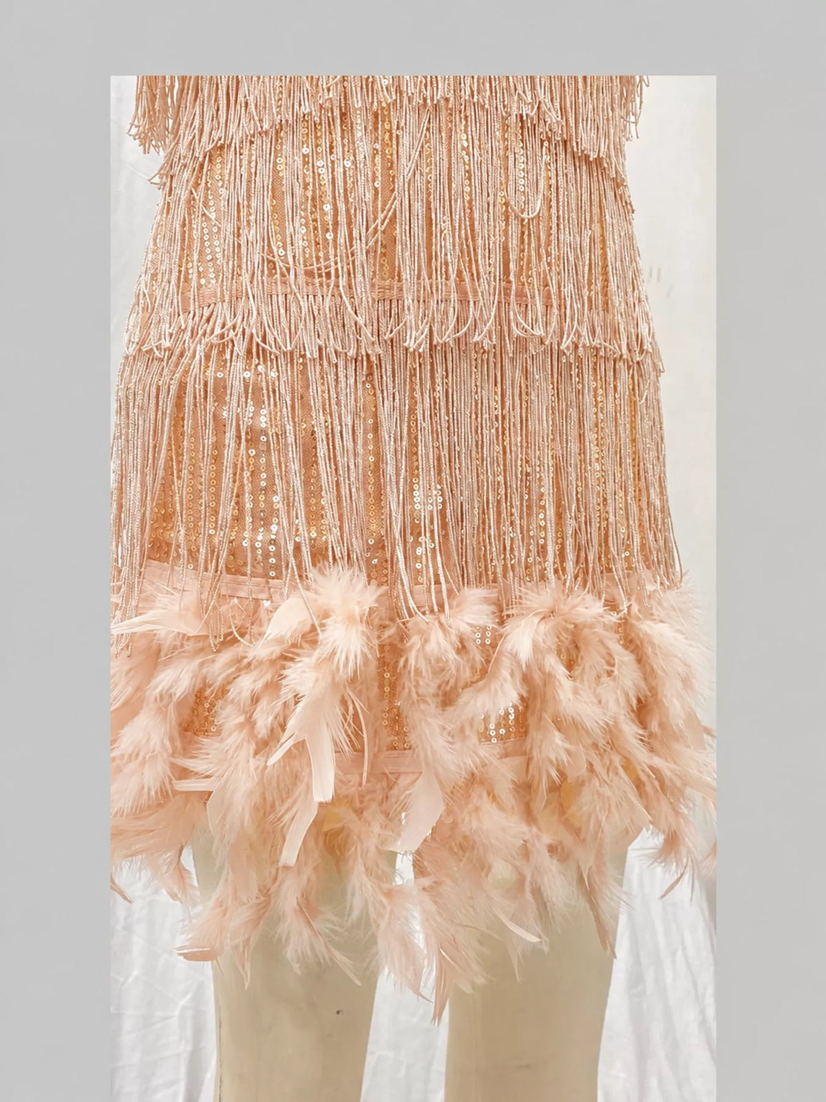 Feather fringe sequin dress, view 39