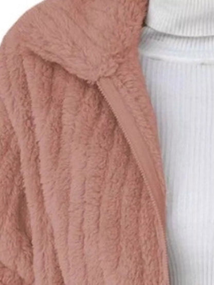Full Size Faux Fur Zip-Up Outerwear Plus Size