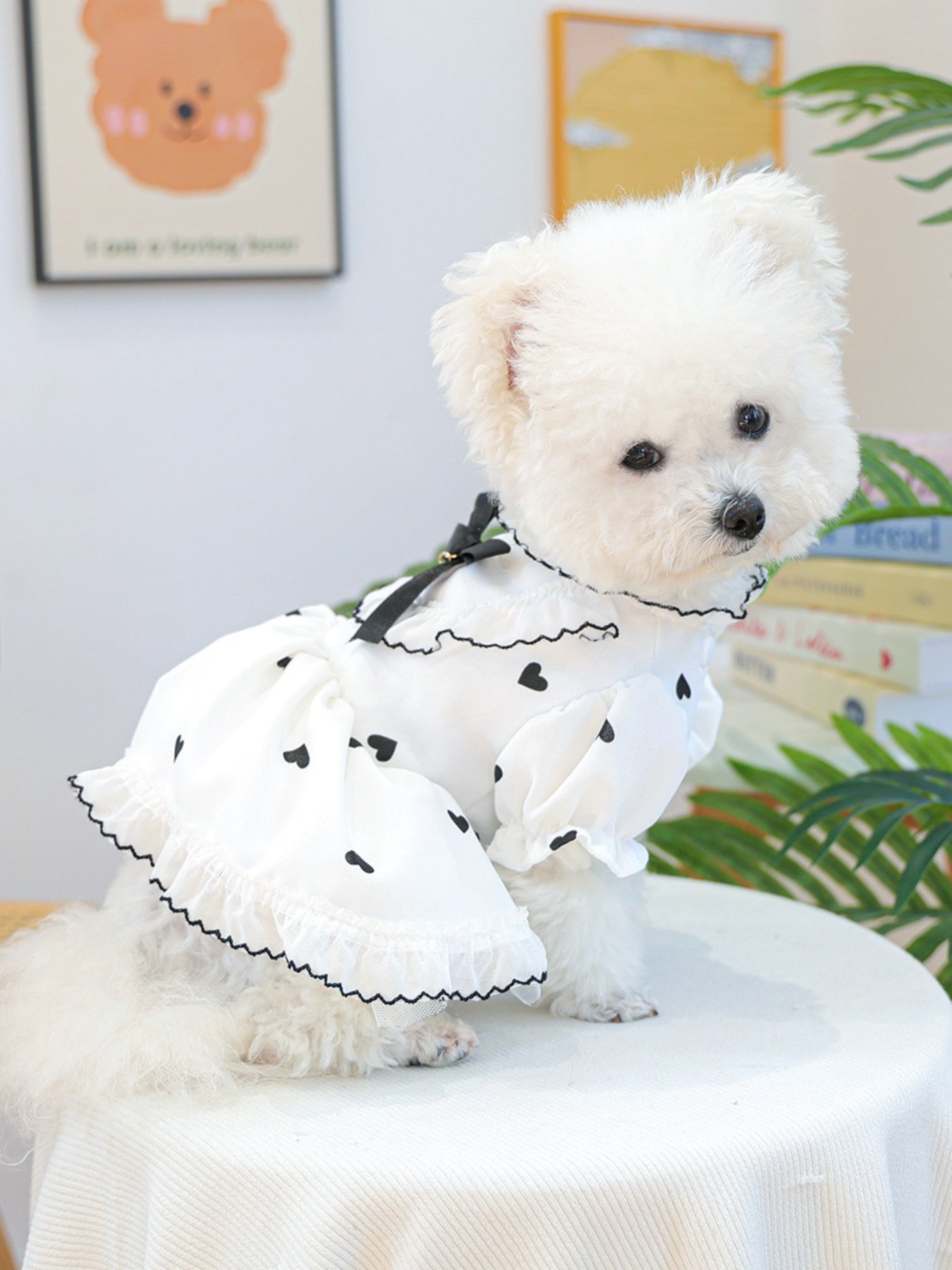 Heart-Patterned Bowknot Pet Dress