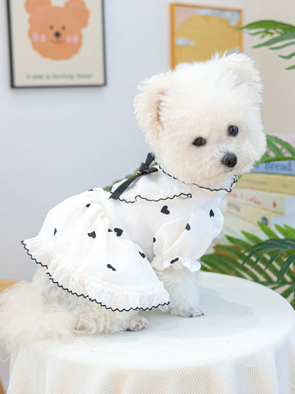 Heart-Patterned Bowknot Pet Dress