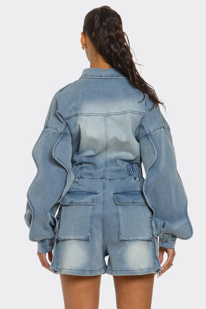 Sculpted Edge Denim Romper