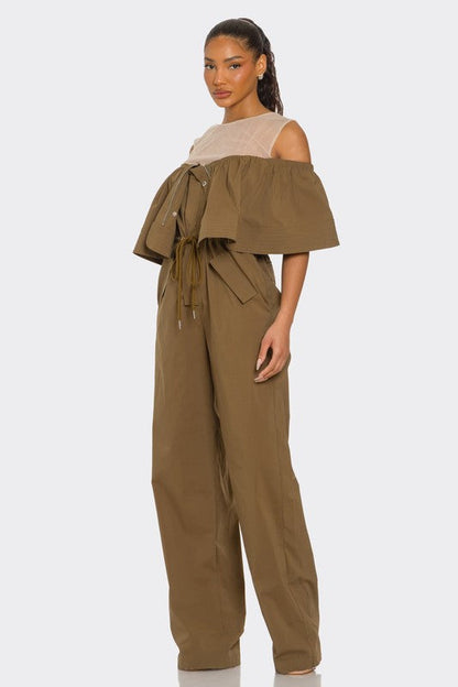 Off-Shoulder Utility Jumpsuit