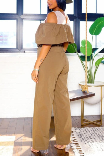 Off-Shoulder Utility Jumpsuit