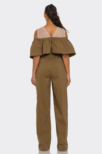 Off-Shoulder Utility Jumpsuit