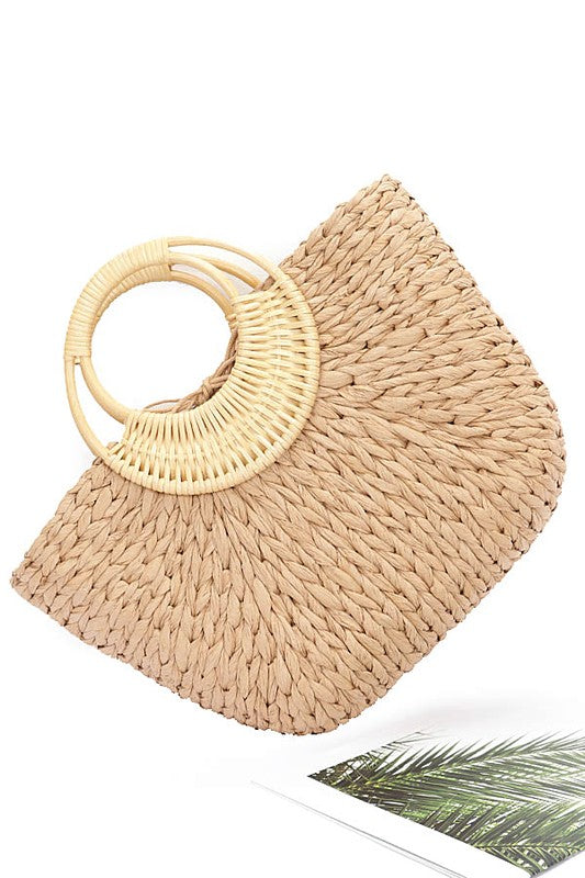 Bamboo Braided Straw Summer Tote