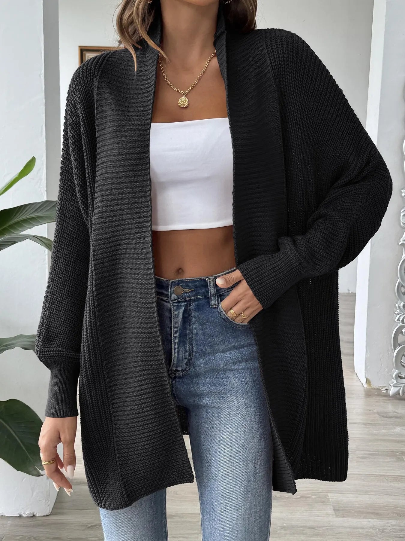 Oversized Knit Open Front Cardigan