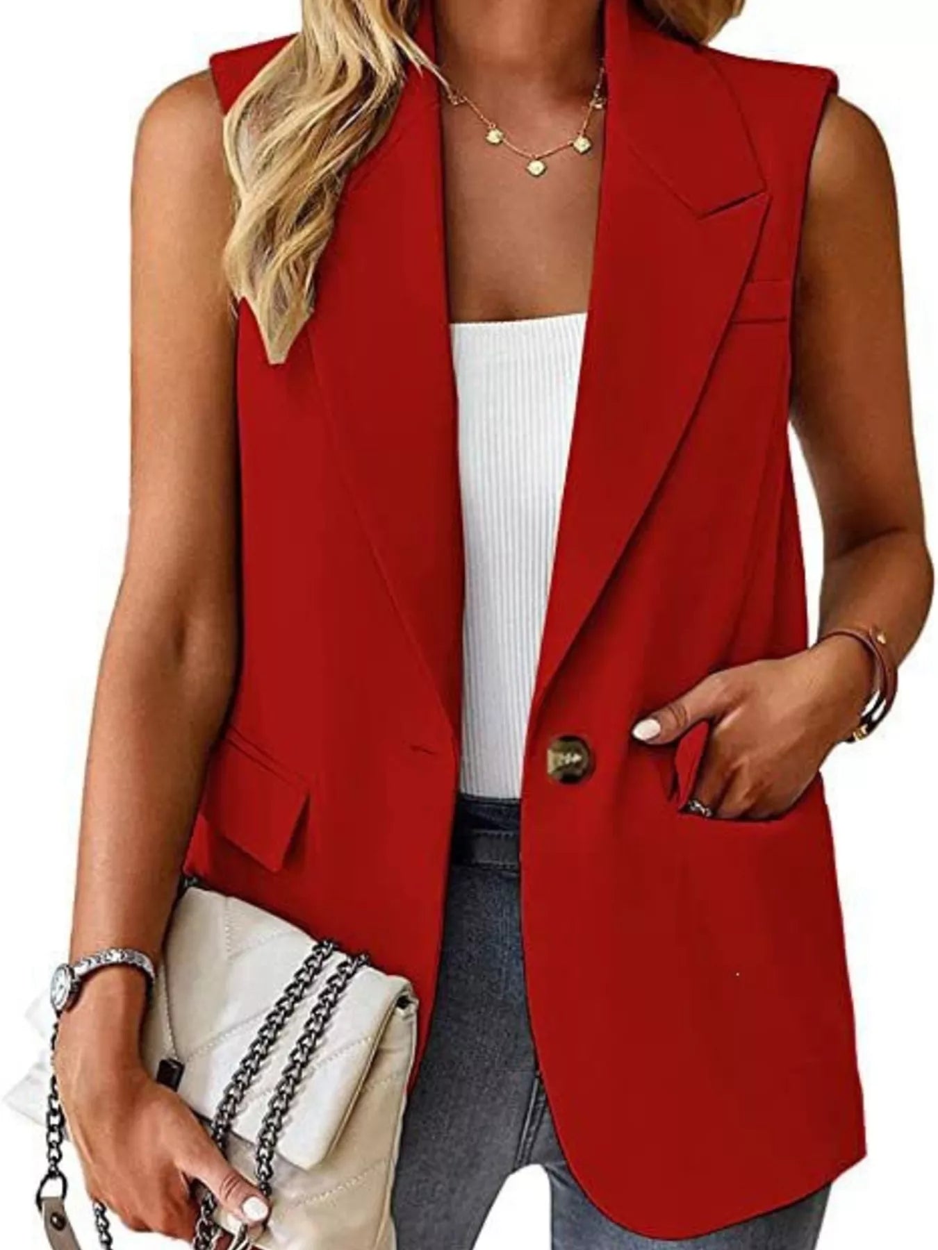 One Button Blazer Vest