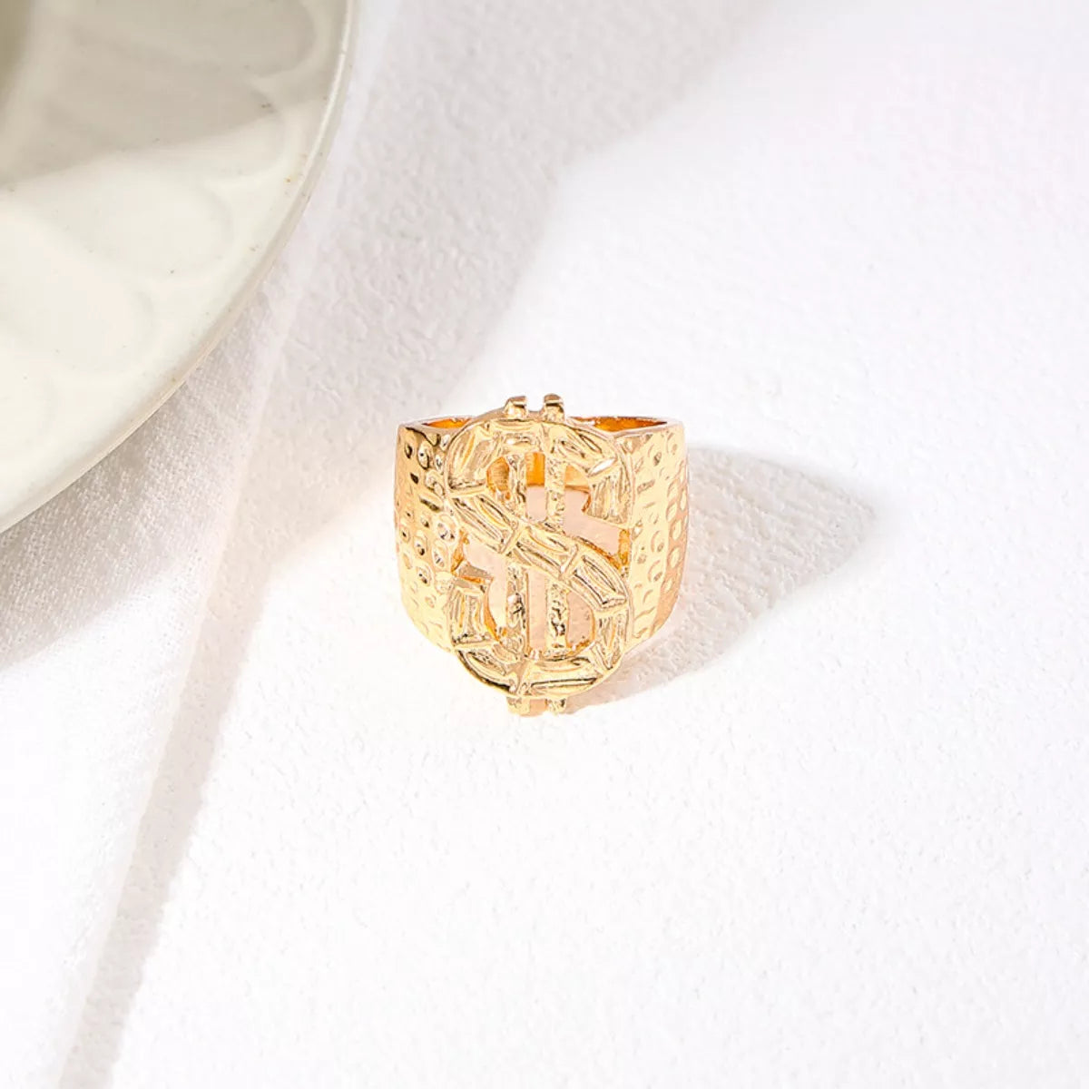18K Gold-Plated Dollar Sign Ring