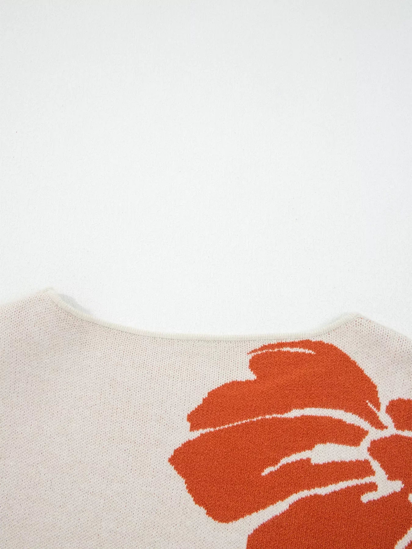 Flower Pattern Wide Sleeve Baggy Sweater