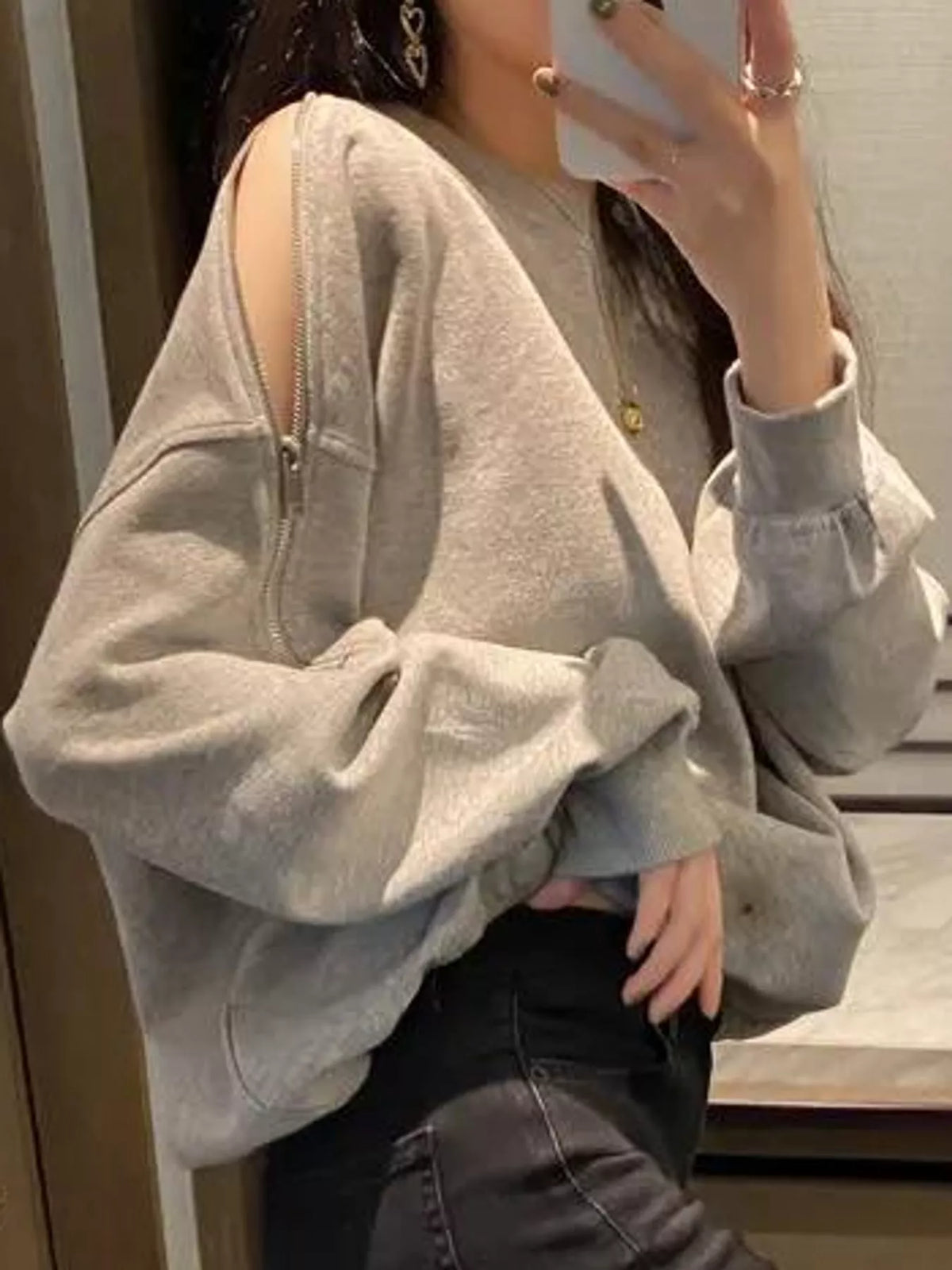 Plus size cold-shoulder sweatshirt, view 5