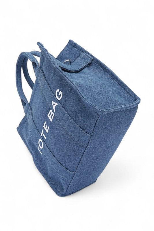 Convertible Small Denim Tote Bag