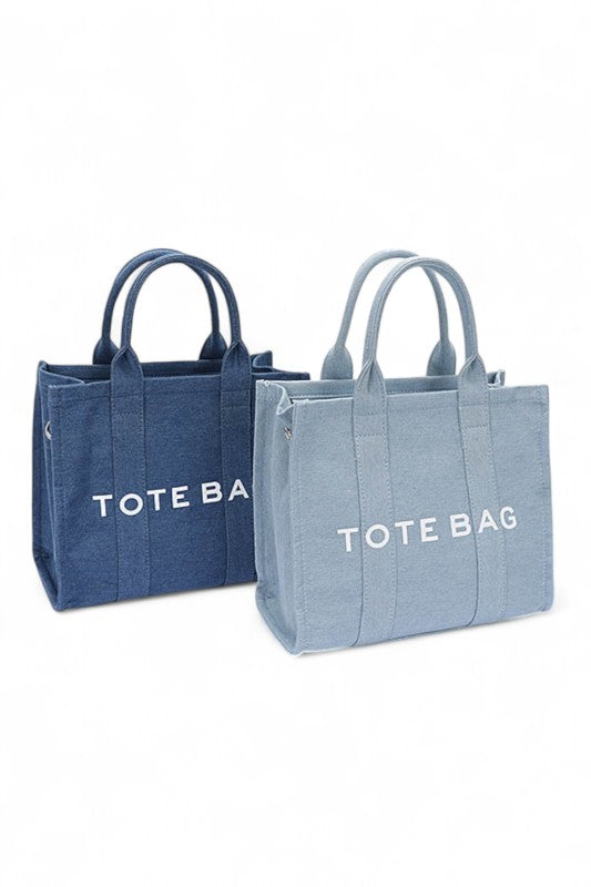 Convertible Small Denim Tote Bag