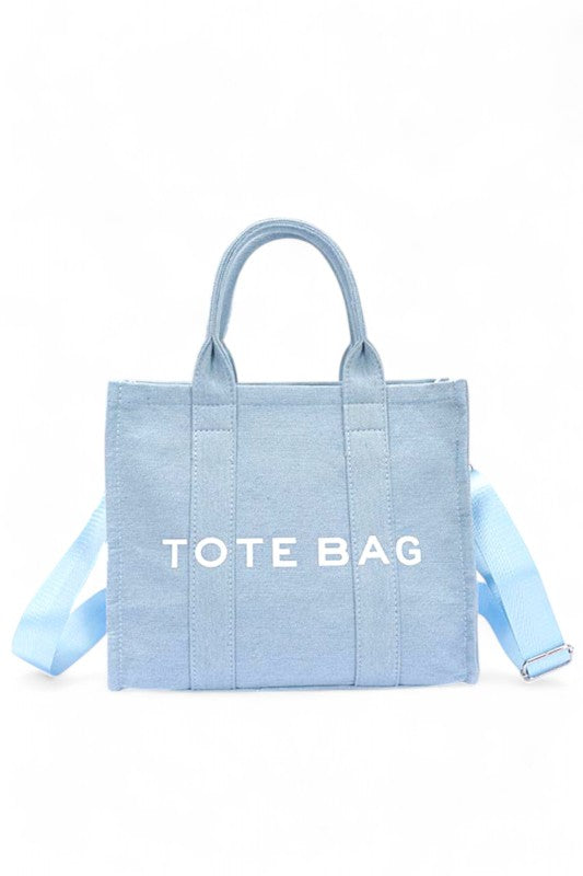 Convertible Small Denim Tote Bag