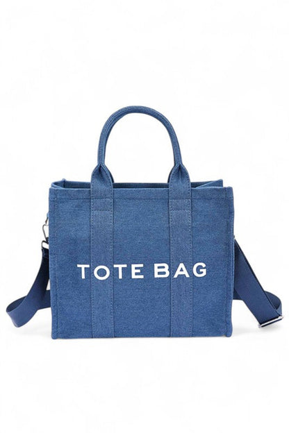 Convertible Small Denim Tote Bag