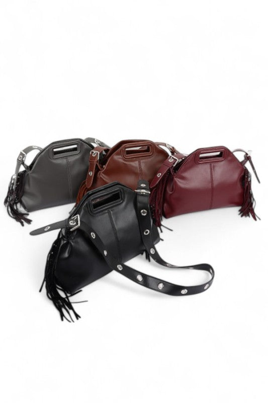 Leather Fringe Convertible Shoulder Bag