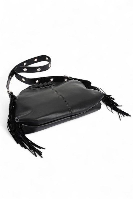 Leather Fringe Convertible Shoulder Bag