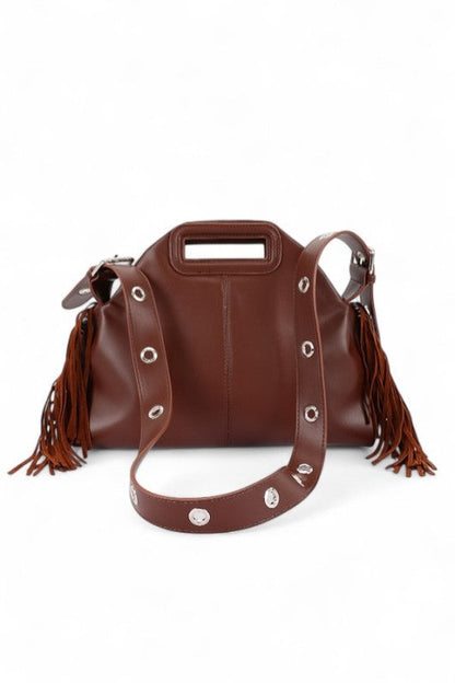 Leather Fringe Convertible Shoulder Bag