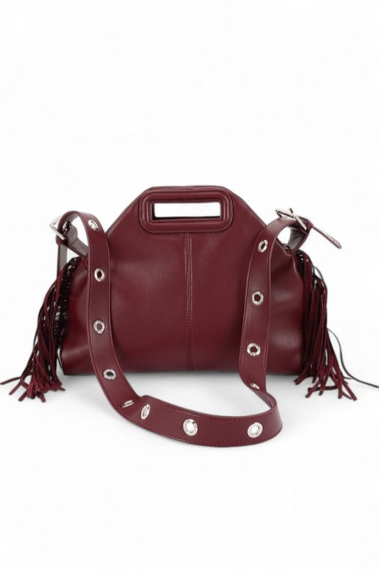 Leather Fringe Convertible Shoulder Bag