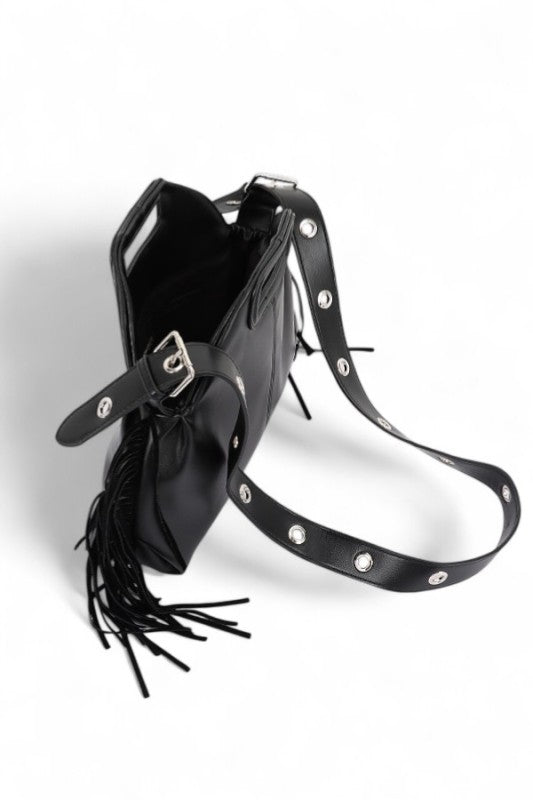 Leather Fringe Convertible Shoulder Bag