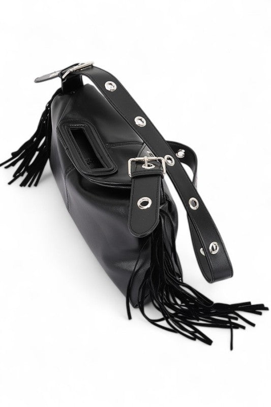 Leather Fringe Convertible Shoulder Bag