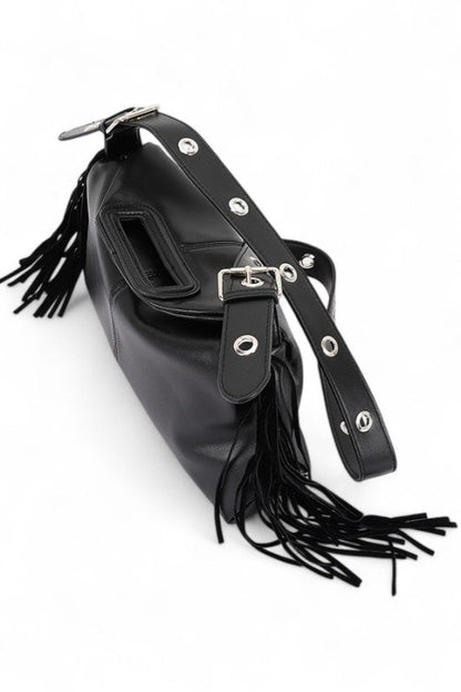 Leather Fringe Convertible Shoulder Bag