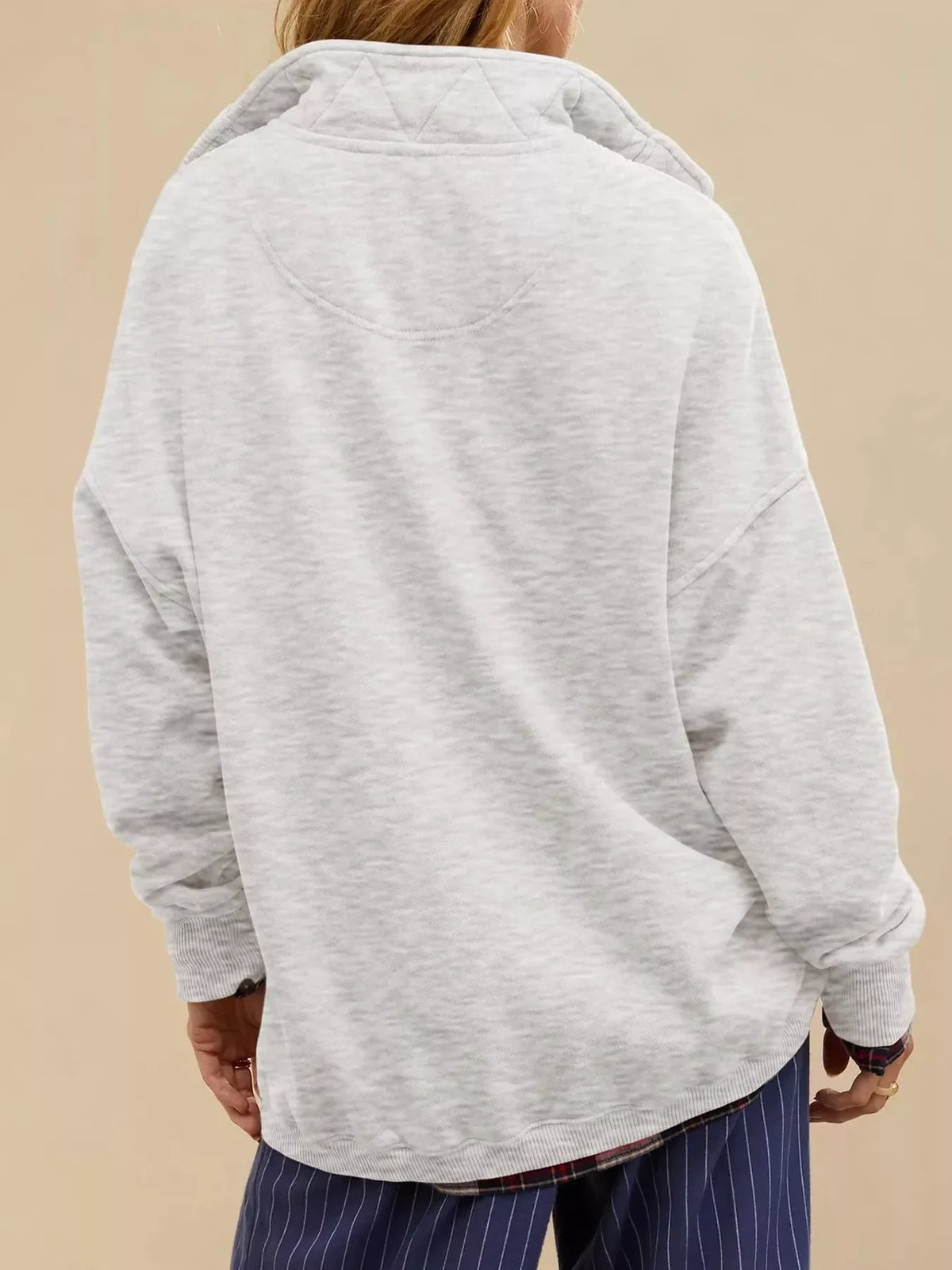 Half Snap Dropped Shoulder Sweatshirt