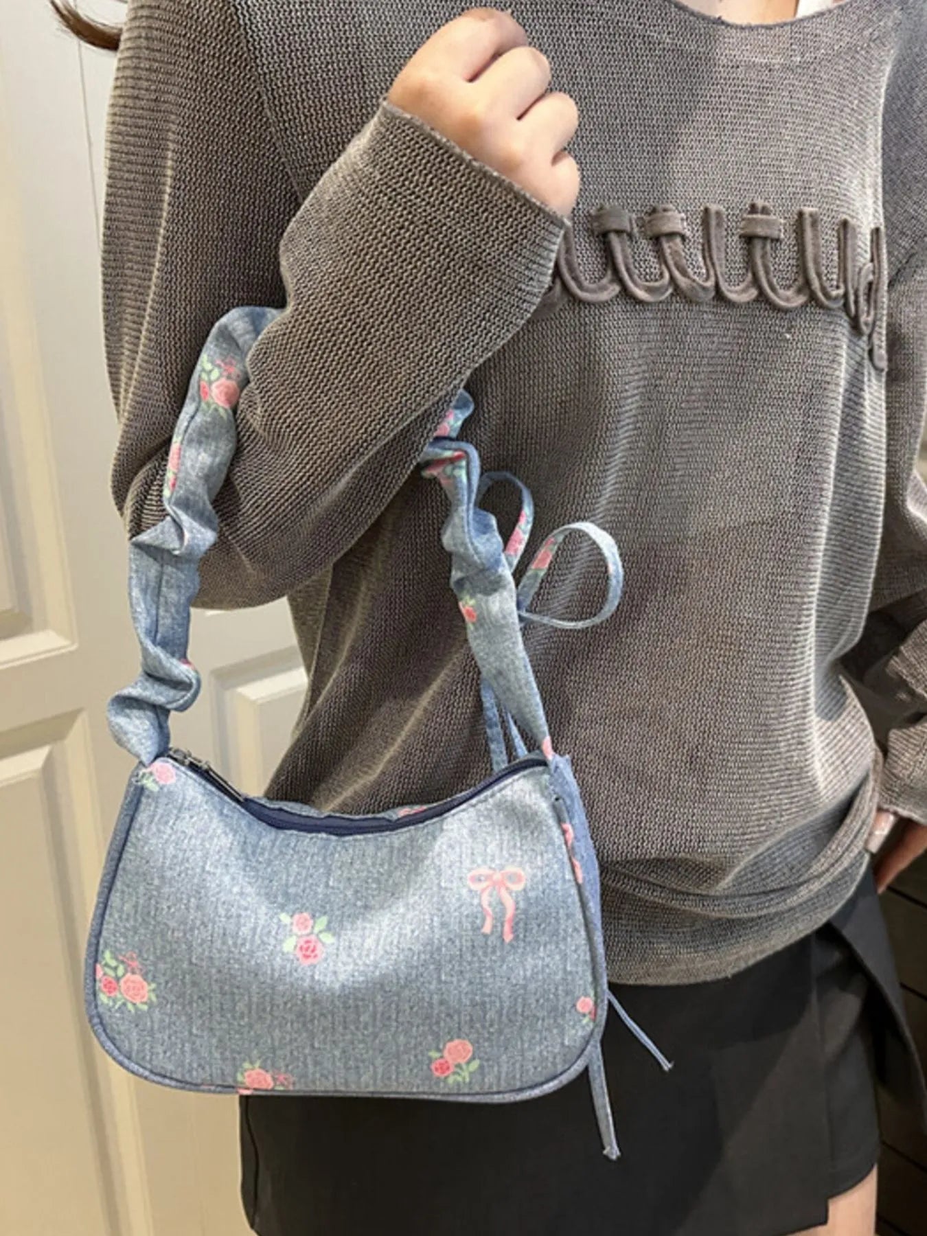 Embroidered Shoulder Bag