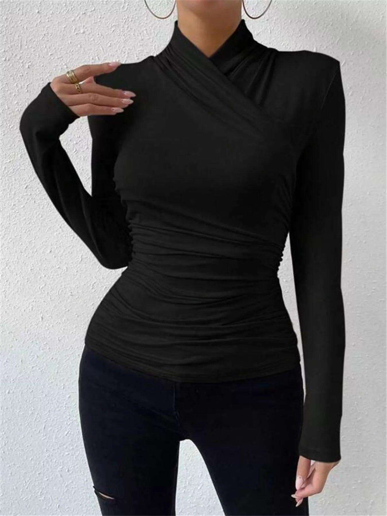 Ruched Long Sleeve Slim Fit Top