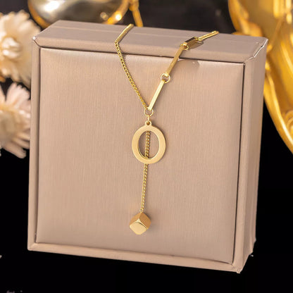 Gold Y-drop initial necklace, view 18