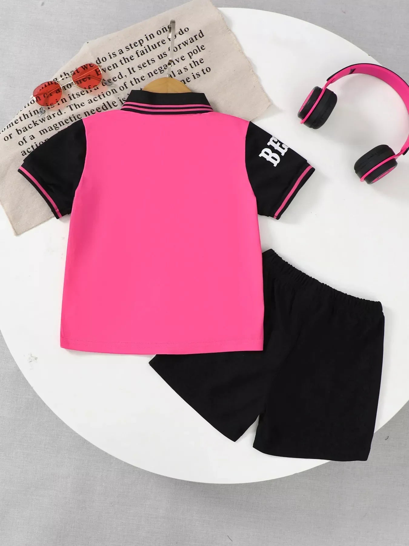 Children's Letter Graphic Polo Shorts Set