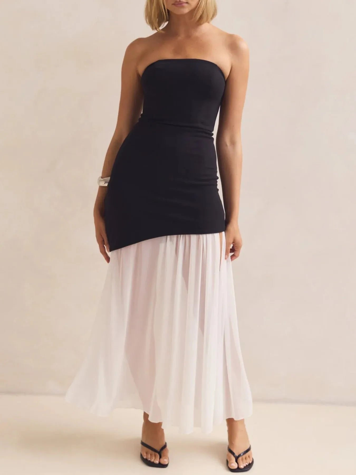 Layered Slit Tube Maxi Dress
